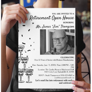 Flyer Invitación de Casa Abierta de Jubilación
