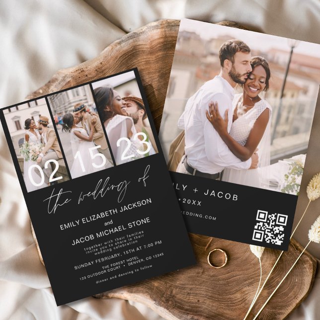 Flyer Invitación de casamiento de código QR para foto ne (Subido por el creador)