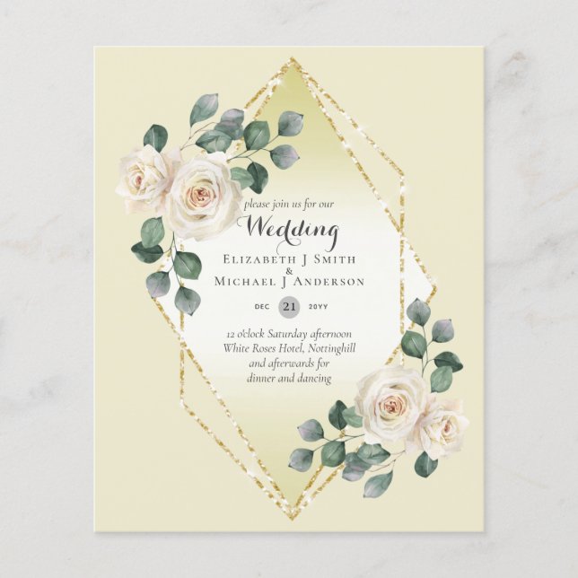 Flyer Invitación de casamiento de marco de diamante de r (Frente)