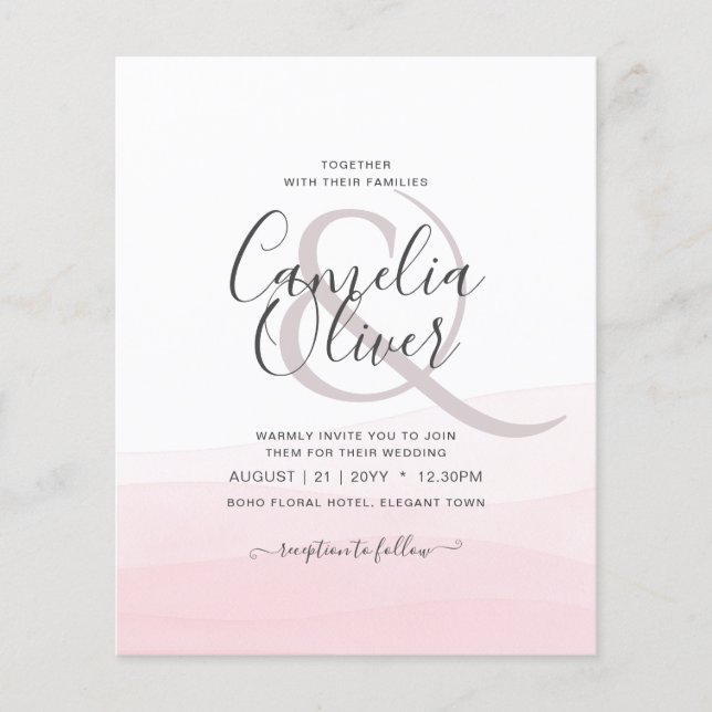 Flyer Invitación de casamiento rosa con hielo (Frente)