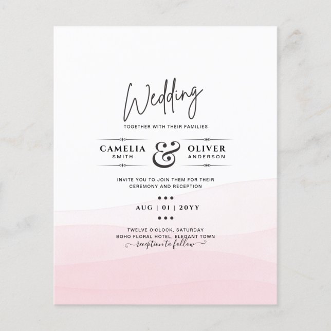 Flyer Invitación de casamiento rosa con hielo (Frente)