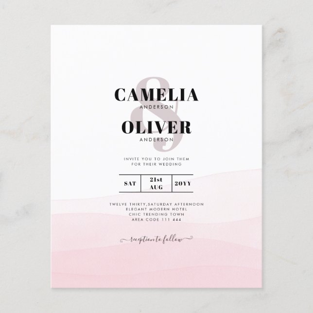 Flyer Invitación de casamiento rosa con hielo (Frente)