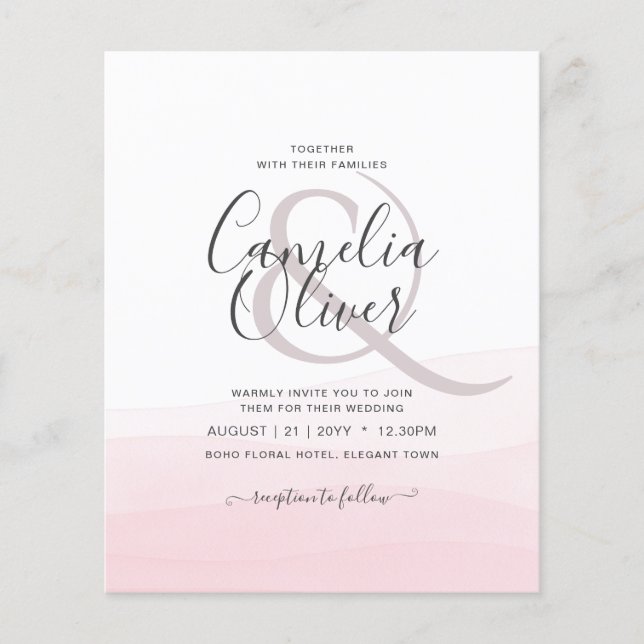 Flyer Invitación de casamiento rosa con hielo (Frente)