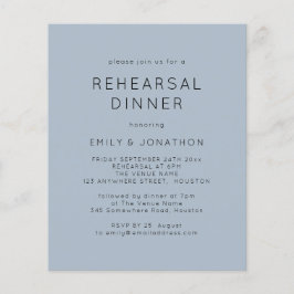 Flyer Invitación de cena de ensayo de boda Simple Blue e