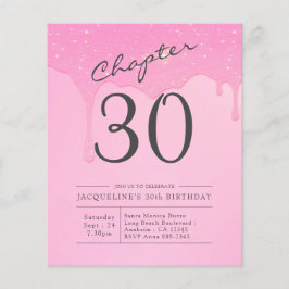 Flyer Invitación de color rosa rosado con presupuesto pa