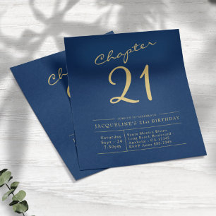 Flyer Invitación de cumpleaños 21 a Blue Gold Budget