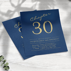 Flyer Invitación de cumpleaños 30 a Blue Gold Budget