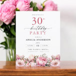 Flyer Invitación de cumpleaños 30 de Budget Pink Floral<br><div class="desc">Celebre con estilo con una caligrafía floral de jardín invitación a los 30 años, perfecta para un evento de hitos. Con vibrantes diseños florales y elegantes caligrafías, esta invitación le da un toque original y sofisticado a su celebración. El exuberante tema del jardín combina la belleza natural con la elegante...</div>