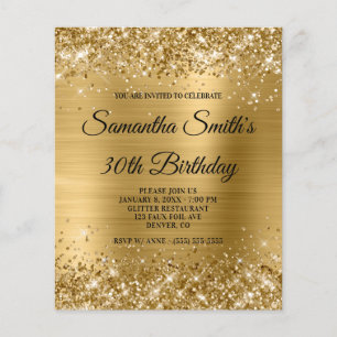 Flyer Invitación de cumpleaños 30 Glittery Gold Foil Vol