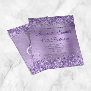 Flyer Invitación de cumpleaños 50 Glittery Purple Foil M