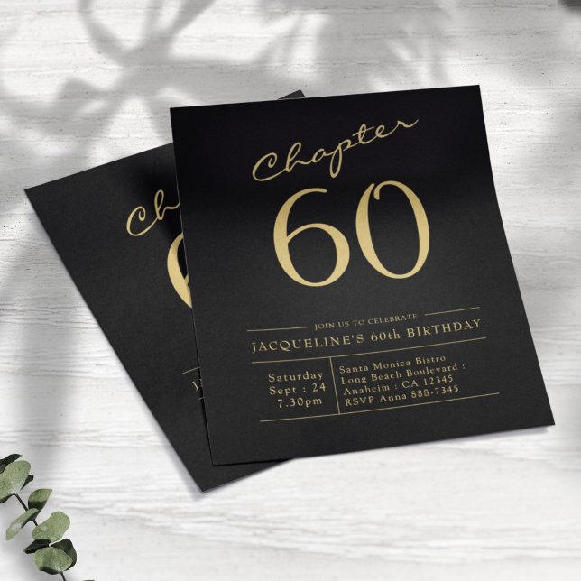 Flyer Invitación de cumpleaños 60 a Black Gold Budget (Subido por el creador)