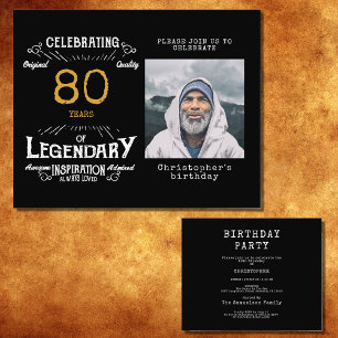 Flyer Invitación de cumpleaños 80 a Black Gold Budget