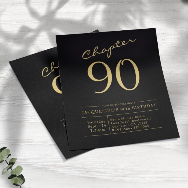 Flyer Invitación de cumpleaños 90 a Black Gold Budget (Subido por el creador)