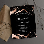 Flyer Invitación de cumpleaños con presupuesto de mármol<br><div class="desc">Tenga en cuenta que esta invitación está en papel de volante y es muy delgada. Los sobres no están incluidos. Para invitaciones más gruesas (el mismo diseño) visite nuestra tienda. Un fondo negro. Decorado con venas de mármol dorado rosa. Personalice y agregue su nombre y detalles del fiesta. Texto blanco....</div>
