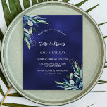 Flyer Invitación de cumpleaños de presupuesto para energ<br><div class="desc">Tenga en cuenta que esta invitación está en papel de volante y es muy delgada. Los sobres no están incluidos. Para invitaciones más gruesas (el mismo diseño) visite nuestra tienda. Un fondo azul marino, decorado con vegetación. El color azul es desigual. Personalice y agregue su nombre y detalles del fiesta....</div>