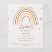 Invitación de cumpleaños del Fiesta Buget Rainbow