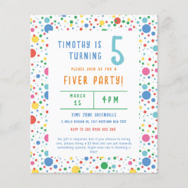 Flyer Invitación de cumpleaños del Fiesta de Pokadot Fiv