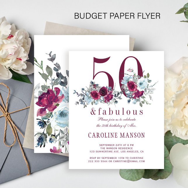Flyer Invitación de cumpleaños floral fabulosa con presu (Subido por el creador)