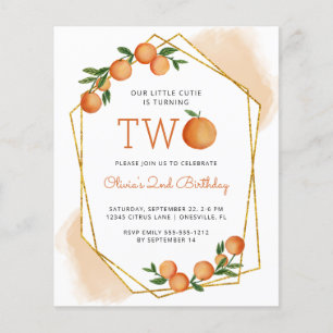 Flyer Invitación de cumpleaños naranja presupuesto peque