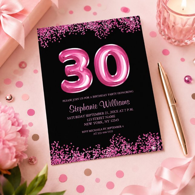 Flyer Invitación de cumpleaños número 30 con globo de lá (Personalize with your party information. Please see the collection for matching items)