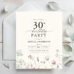 Flyer Invitación de cumpleaños número 30 de Budget Flora<br><div class="desc">Celebre con estilo con una caligrafía floral de jardín invitación a los 30 años, perfecta para un evento de hitos. Con vibrantes diseños florales y elegantes caligrafías, esta invitación le da un toque original y sofisticado a su celebración. El exuberante tema del jardín combina la belleza natural con la elegante...</div>