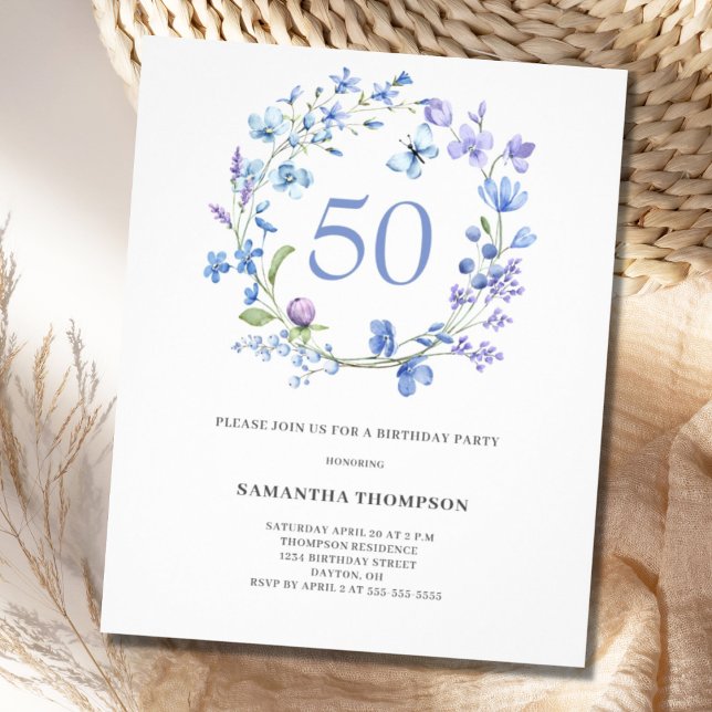 Flyer Invitación de cumpleaños número 50 de Budget Blue  (Subido por el creador)