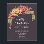 Flyer Invitación de cumpleaños número 50 de Budget Water<br><div class="desc">Pequeños volantes de papel de 4, 5" x 5, 6" con hermosas flores acuarelas en rosa y oro sobre un fondo morado oscuro y su texto en letras de moda. Impreso en papel semi-brillante de 80 lb. **NO SE INCLUYEN ENVELOPES (utilice 5" x 7".) Asegúrese de comprobar dos veces su...</div>