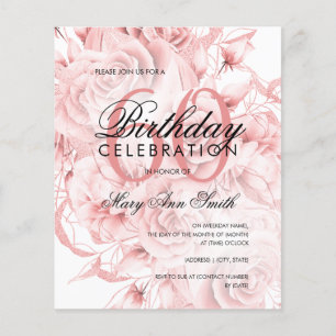Flyer Invitación de cumpleaños número 60 con flores de o