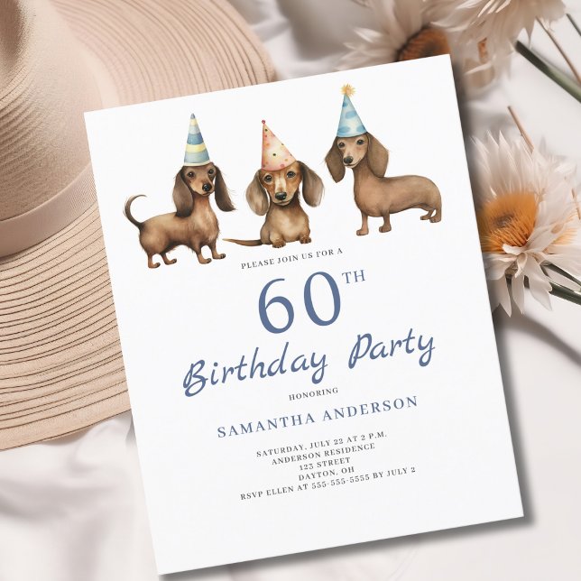 Flyer Invitación de cumpleaños número 60 del perro Dachs (Subido por el creador)