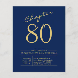 Flyer Invitación de cumpleaños número 80 con presupuesto