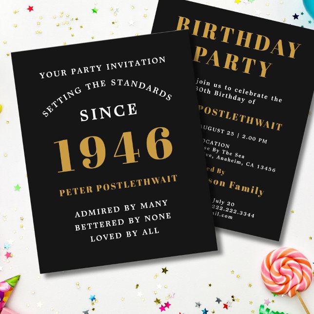 Flyer Invitación de cumpleaños número 80 Presupuesto 194 (1946 birthday invitation budget flyer.)