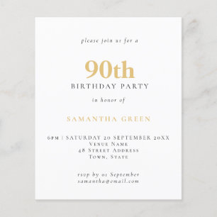 Flyer Invitación de cumpleaños número 90 de texto simple