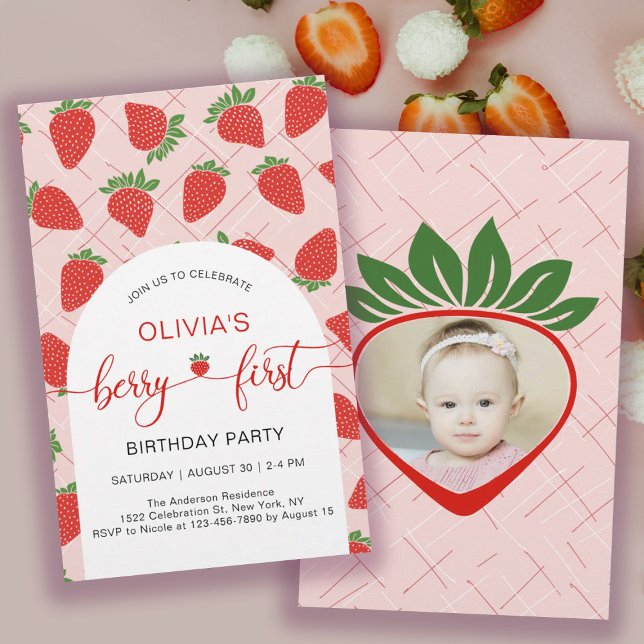 Flyer Invitación de cumpleaños número uno de Budget Berr (Budget Berry 1st First Birthday Party Invitation Flyer)