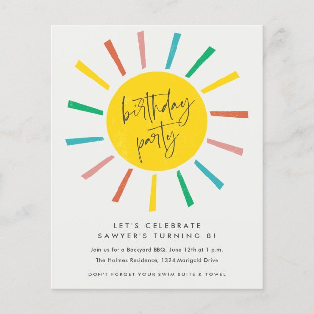 Flyer Invitación de Cumpleaños para Niños con Guión de S (Frente)