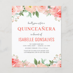 Flyer Invitación de cumpleaños para QUINCEAÑERA de Presu