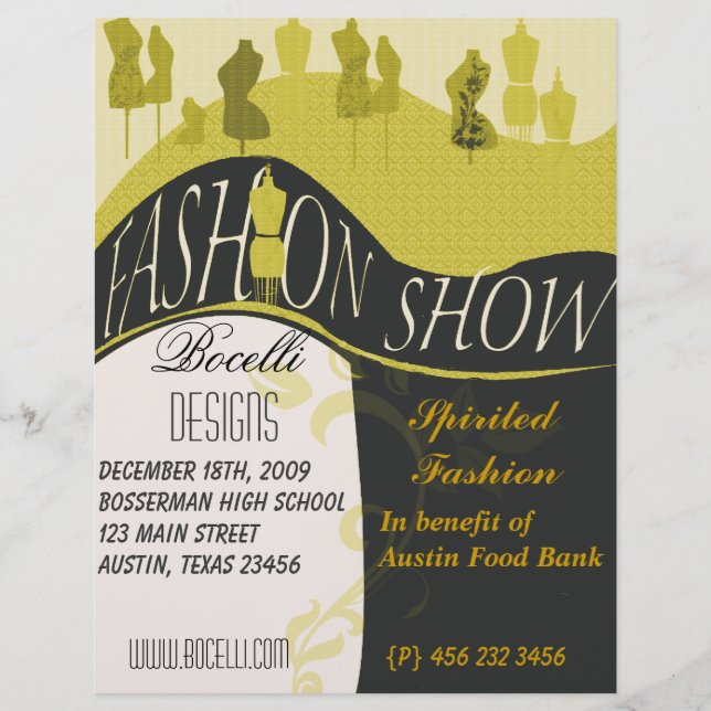 Flyer Invitación de diseñador de moda para desfile de mo (Frente)