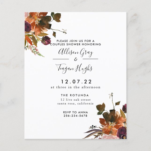 Flyer Invitación de ducha de matrimonio para parejas de  (Frente)
