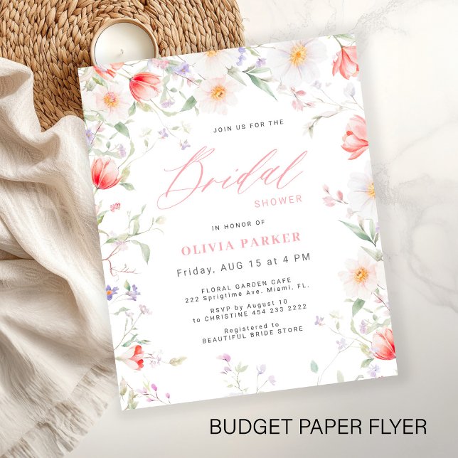 Flyer Invitación de ducha de novia boho silvestre con fl (Subido por el creador)