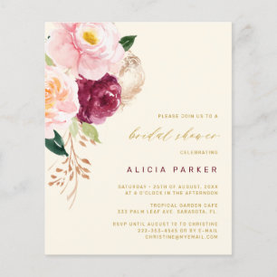 Flyer Invitación de ducha de novia con flores elegantes