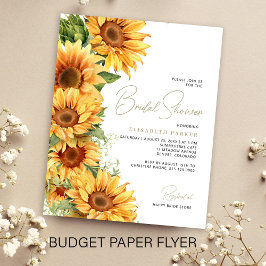 Flyer Invitación de ducha de novia de girasoles elegante