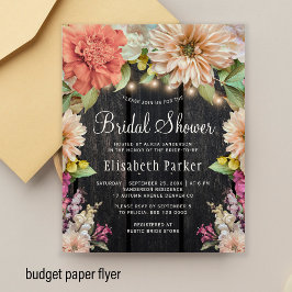 Flyer Invitación de ducha de novia de madera floral rúst