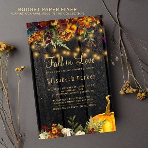 Flyer Invitación de ducha de novia floral de otoño rústi