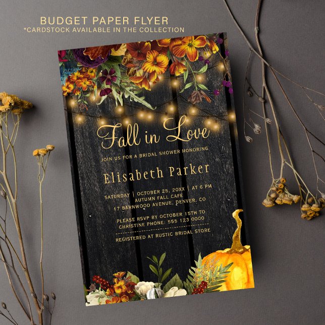 Flyer Invitación de ducha de novia floral de otoño rústi (Subido por el creador)