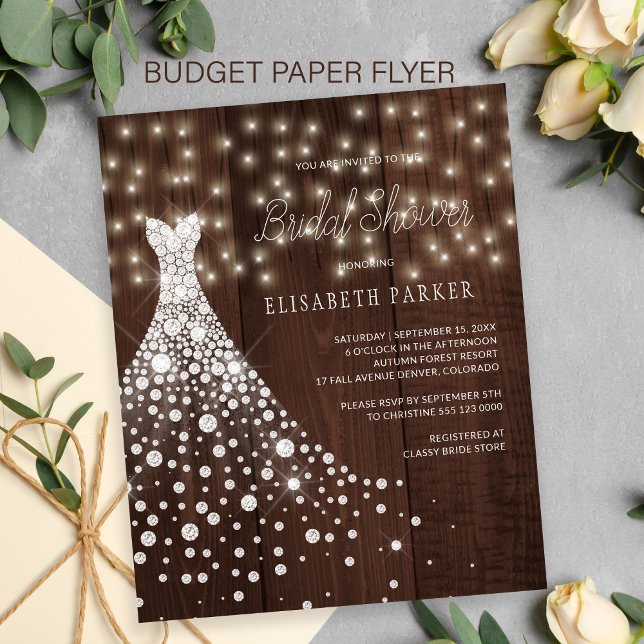 Flyer Invitación de ducha de novia rústica con presupues (Subido por el creador)