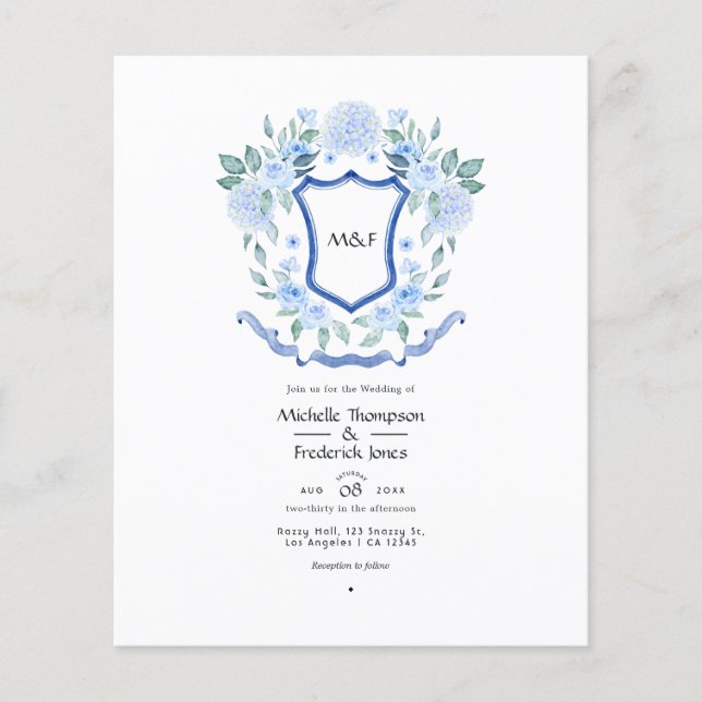 Flyer Invitación de ducha para parejas con cresta de mon (Frente)