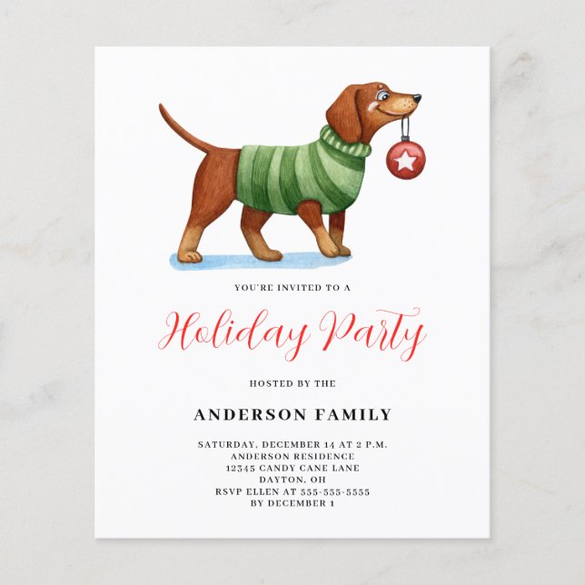 Flyer Invitación de feriado a Navidades de suéter de per (Frente)