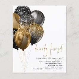 Flyer Invitación de fiesta de 21º cumpleaños con globos
