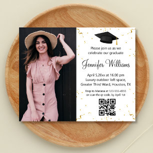 Flyer invitación de fiesta de graduación con código qr r