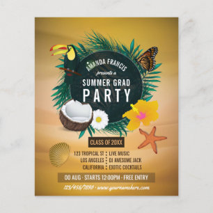 Flyer Invitación de fiesta de graduación de playa tropic