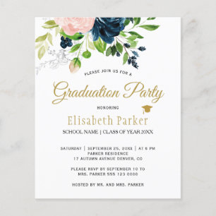 Flyer Invitación de fiesta de graduación floral elegante